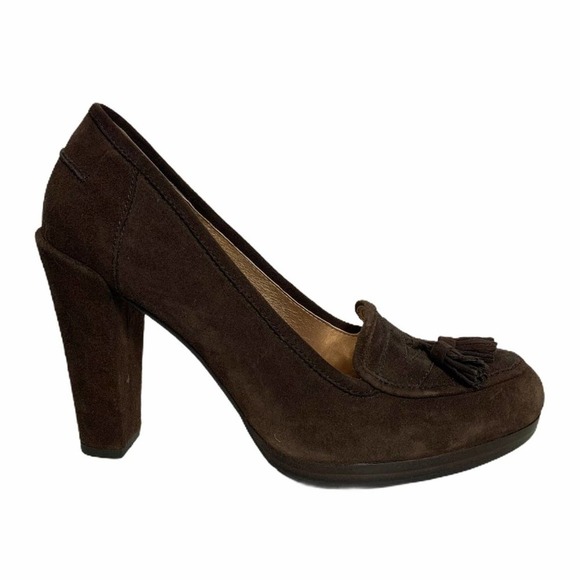 Sam Edelman Shoes - Sam Edelman Tassel Dark Brown Suede Block 4 1/2 Heels 9 1/2 Medium Like New